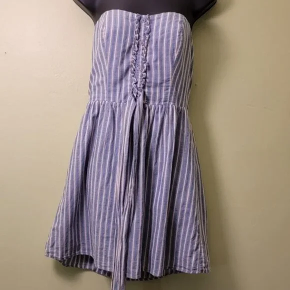 White & Blue Striped Strapless Mossimo Supply Co. Dress, Size L - Picture 3 of 10